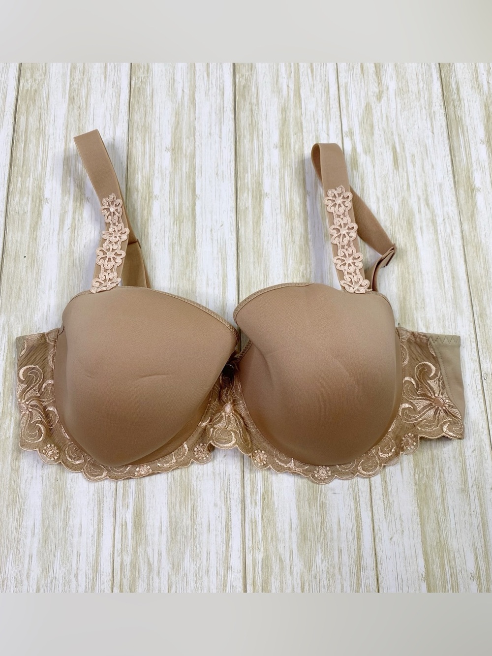 Simone Perele Tan Brown Floral Embroidered Underwire Bra